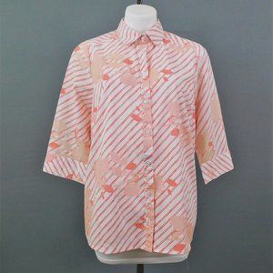 Roaman's Women Shirt‎ Pink White 14W